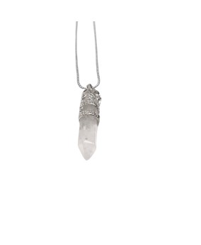 White Crystal Tribal Totem Dragon Shaped Natural Stone Pendant Necklace