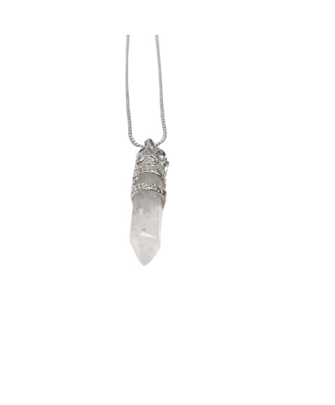 White Crystal Tribal Totem Dragon Shaped Natural Stone Pendant Necklace
