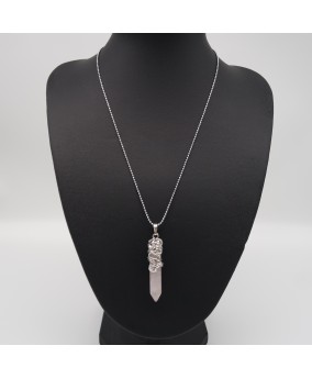 Pink Crystal Tribal Totem Dragon Shaped Natural Stone Pendant Necklace