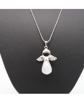 White Crystal Fairy Tale Angel Wings Gift of Love Pendant Necklace