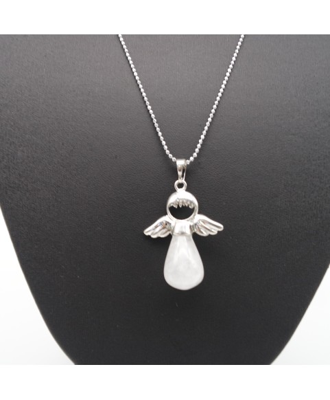 White Crystal Fairy Tale Angel Wings Gift of Love Pendant Necklace