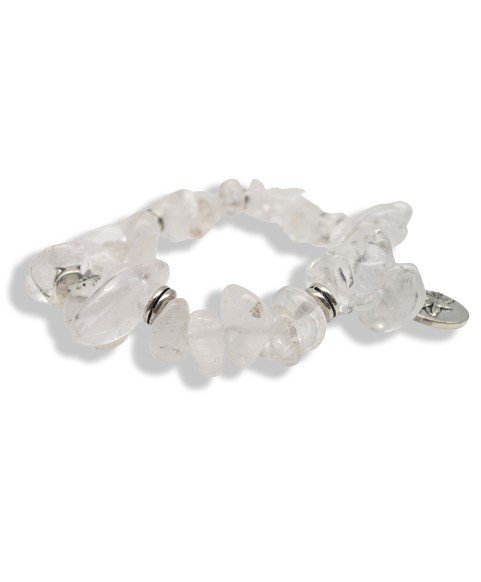 Natural White Crystal Polished Stone Ancient Anemone Pendant Bracelet