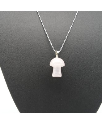 Rose Quartz Mushroom Pendant Necklace