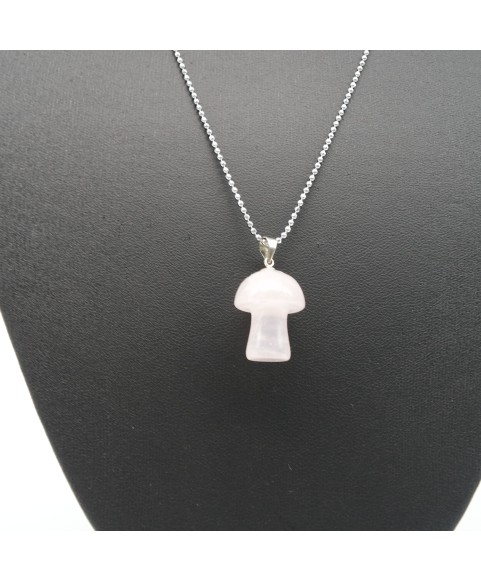 Rose Quartz Mushroom Pendant Necklace